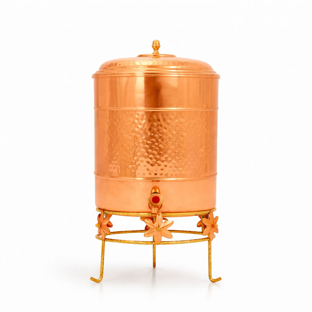 Pure Copper Water Pot Hammered Design v2.0